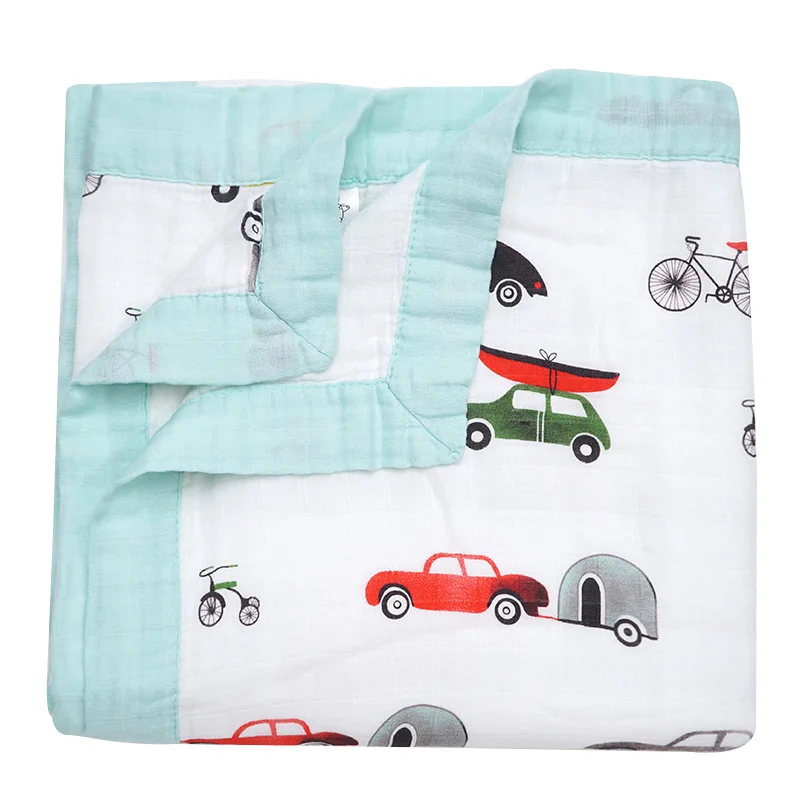 4 слоя детские одеяла Новорожденные бамбуковые хлопковые детские вещи банное полотенце марлевые детские пеленальные спальные принадлежности многоцелевой марлевый подгузник - Цвет: car