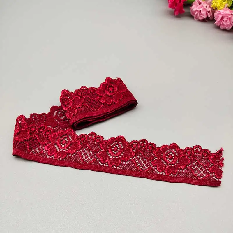 Lace Fabric Ribbon 2Yard 3.4CM Wide Elastic Stretch for DIY Craft Underwear Accessories