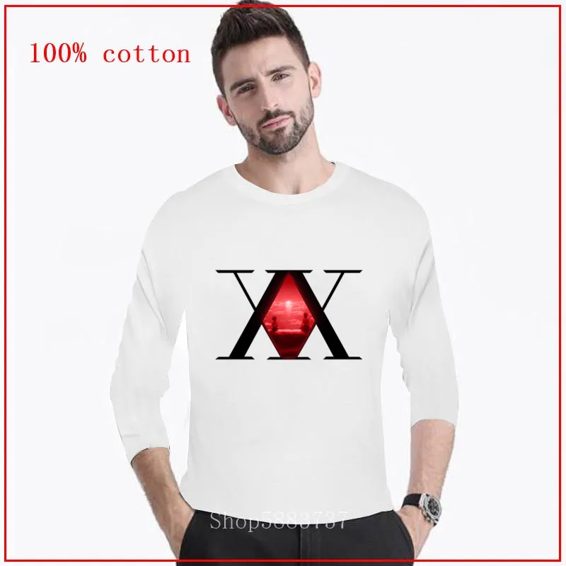 Hunter Association Logo man long t shirt Concert DIY for Mens 100% Cotton Awesome bape Anime Team Brand X | Мужская одежда