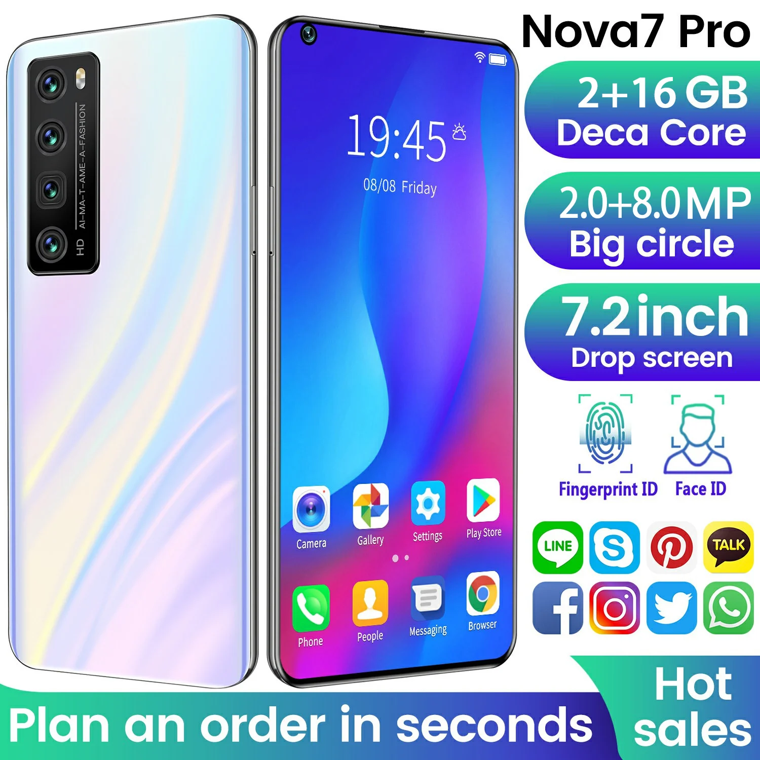 New Arrival Nova 7 Pro 7.2 Inch HD Big Screen Smart Phone 5000mAh 2GB RAM 16GB ROM Smartphone Unlocked cellphone Dual SIM | Мобильные