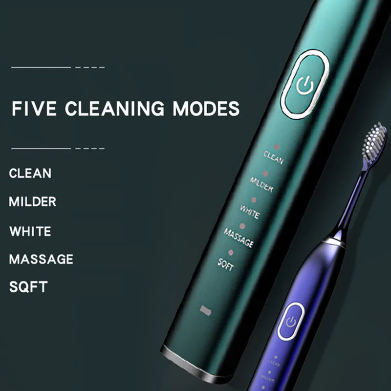 DuPont-cepillo de dientes eléctrico suave, cepillo de dientes eléctrico sónico inteligente, modo de carga USB, limpieza, blanqueamiento