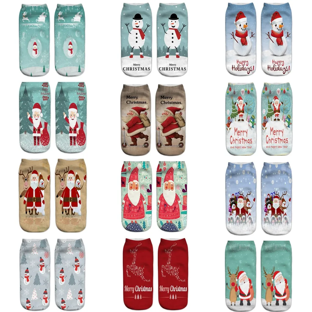 

Kawaii Socks 3D Christmas Santa Elk Printing Medium Sports Socks Fashion Winter Warm Christmas Socks Calcetines De La Mujer #06
