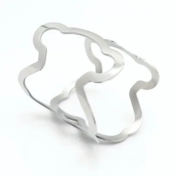 

Fashion Women Gold Rose Stainless Steel Big Hollow Animal Bear Wide Adjustable Open Bangles Pulseras Bracelets Jewelry