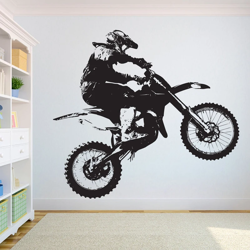 Dirt Bike Motocross Wall Decal Motorbike Cool Style Window Vinyl Stickers  Teens Bedroom Man Cave Club Home Decor Wallpaper E128 - Wall Stickers -  AliExpress