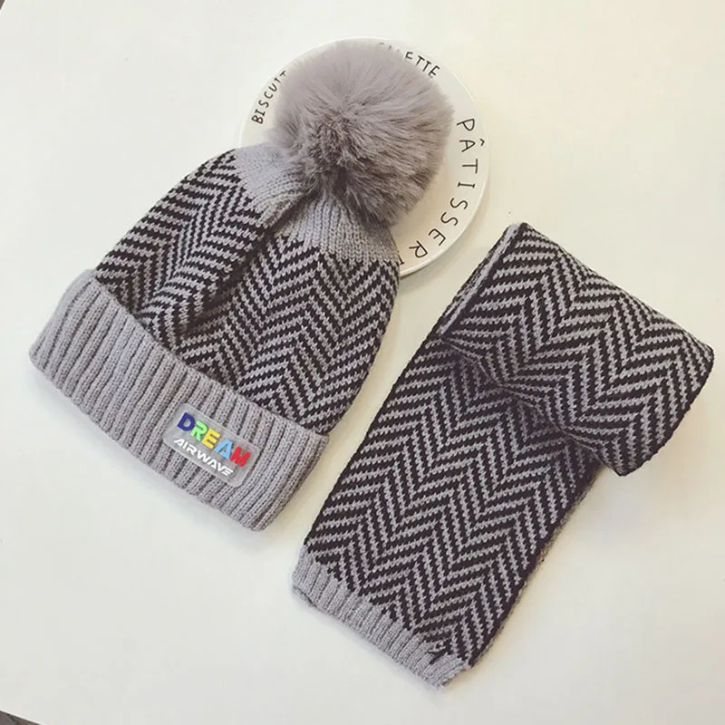 MAXSITI U/детская шапка костюм с шарфом зимний комплект из двух предметов для маленьких мальчиков и девочек, утепленная шерстяная шапка