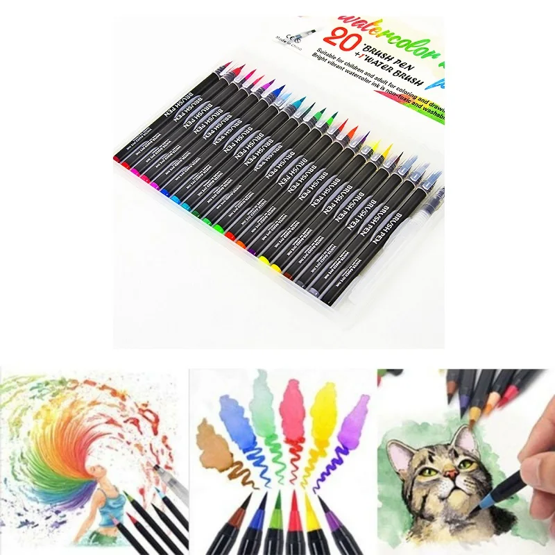 

20PCS color soft brush paintbrush watercolor painting bloom learning supplies stationery painting picture book comic calligraphy