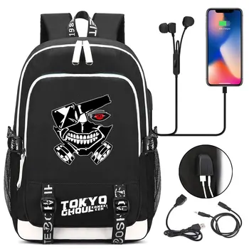 

New Tokyo Ghoul Backpack Men Women USB Charging Laptop Travel Backpack Boys Girls Teenager Student Backpack Casual Mochila