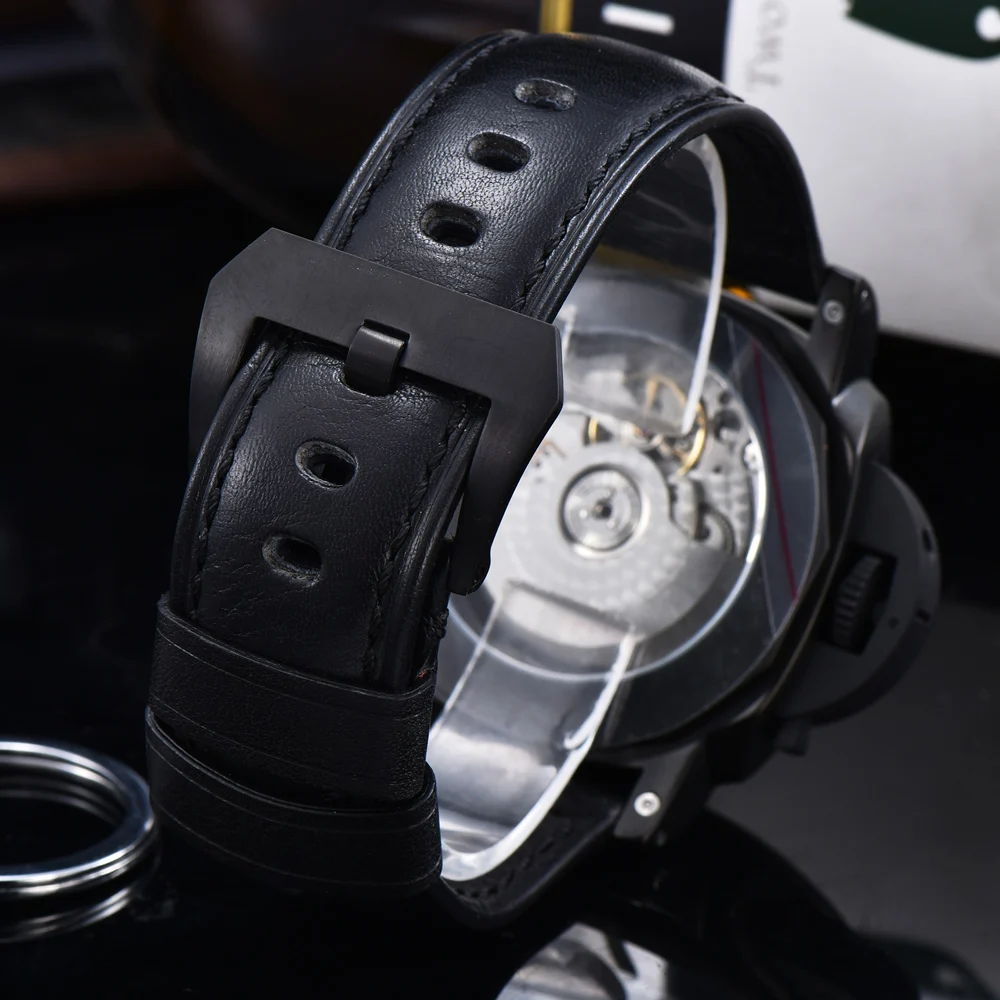 Parnis 44 мм автоматические механические часы для мужчин GMT наручные кожаный ремешок Роскошные светящиеся водонепроницаемые военные мужские часы CM115