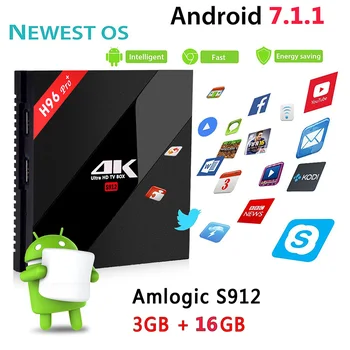 

H96 Pro Plus+Android 7.1.2 TV Box Amlogic S912 Octa Core 3G 32G wifi 1000LAN Bluetooth 4.1PK X96 Set Top Box