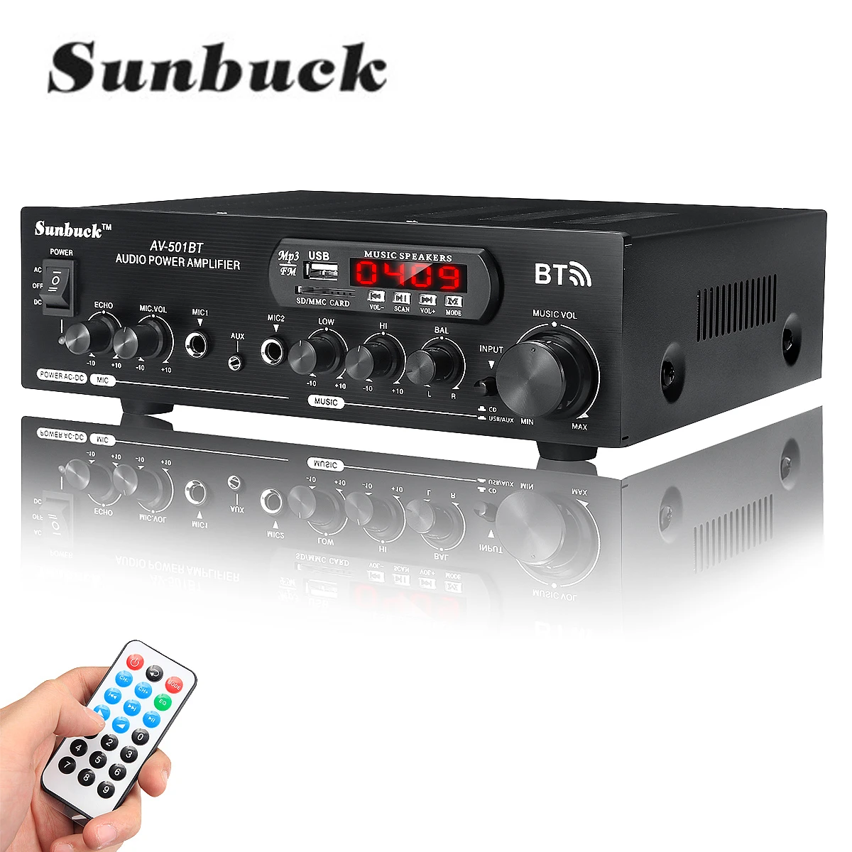 1200W 220V/110V Audio Eindversterker Bluetooth 2.0 Hifi Luidspreker 4 Microfoon Afstandsbediening Ondersteuning Fm usb Sd-kaart