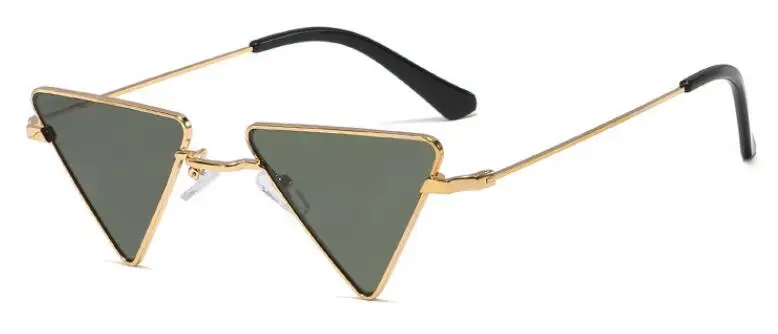Новые металлические кошачьи оправа для глаз черные треугольные солнечные очки Модные женские мужские Роскошные Дизайнерские сумасшедшие солнцезащитные очки в стиле стимпанк - Цвет линз: C2 gold g15