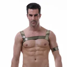 Мужские нагрудные ремни на руку наборы металлических камуфляжных плечевых ремней эластичный нагрудный ремень для мышц Клубная одежда Вечерние для геев, экзотические костюмы