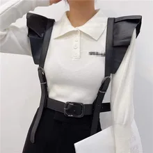 

New Nightclub Punk Style Hong Kong Fan Personality Style Women's Shoulder Strap Double Shoulder Lace PU Decorative Trendy Belt