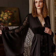 Атласный Белый Черный Свадебный халат Женское нижнее белье летние сексуальные кружевные женские Мини-ночная рубашка костюм женское белье