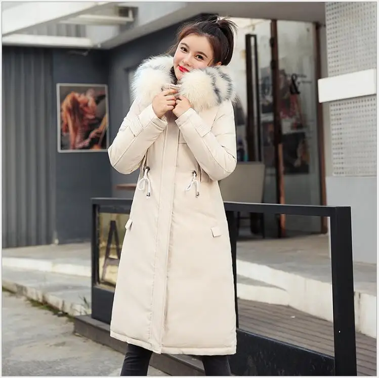 Длинная теплая Толстая Женская куртка зимняя теплая женская зимняя куртка Стеганое пальто верхняя одежда chaqueta mujer Женская парка пальто R366 - Цвет: Белый