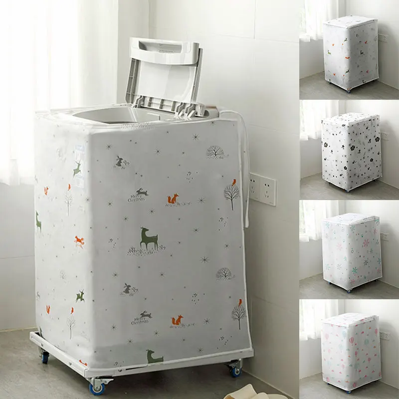 

New Washing Machine Dust Cover Roller Flip Washing Machine Cover Floral Geometric Washing Machine Supplies Durable Dust Cover
