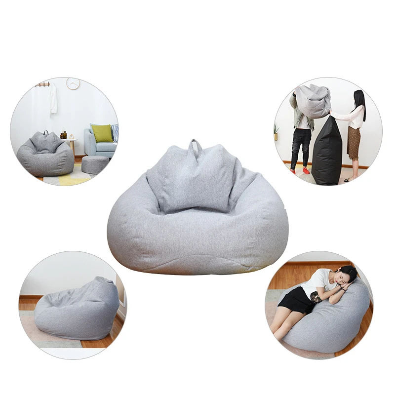 Velvet Soft Lounger Seat Bean Bag Puff Lazy Beanbag Sofas Cover without  Filler