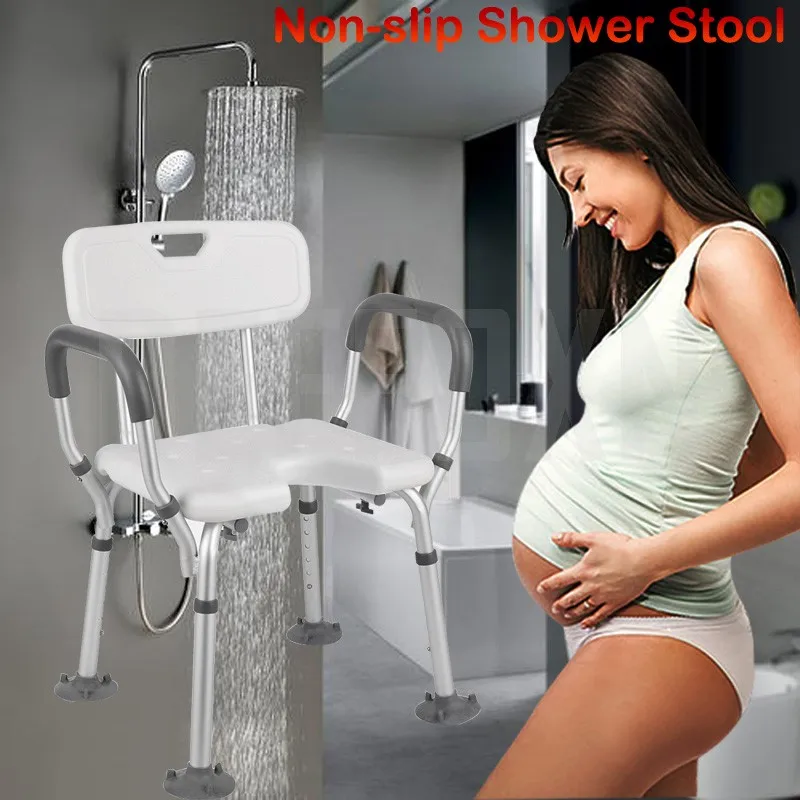 Furniture Older Pregnancy Toilet Chair Kids Disabled Bath Seat Shower Stool 6 Height Adjustable Non Slip Home Bathroom Tub Aids