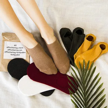 

10pairs/lot Socks Invisible silicone slip Ankle Boat Happy Socks Solid Color Cotton Breathable Comfortable Socks For Ladies