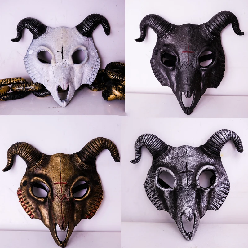 

Punk Sheep cosplay mask Halloween costumes Full face Gothic mask For Men Women Anime Shofar Carnival stage show cosplay Gifts
