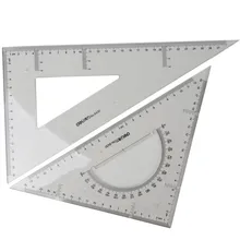 

Deli 2pcs/set Ruler Drawing Measurement Geometry Triangle Ruler Straightedge Protractor Rulers Engineering Drawing Transparent