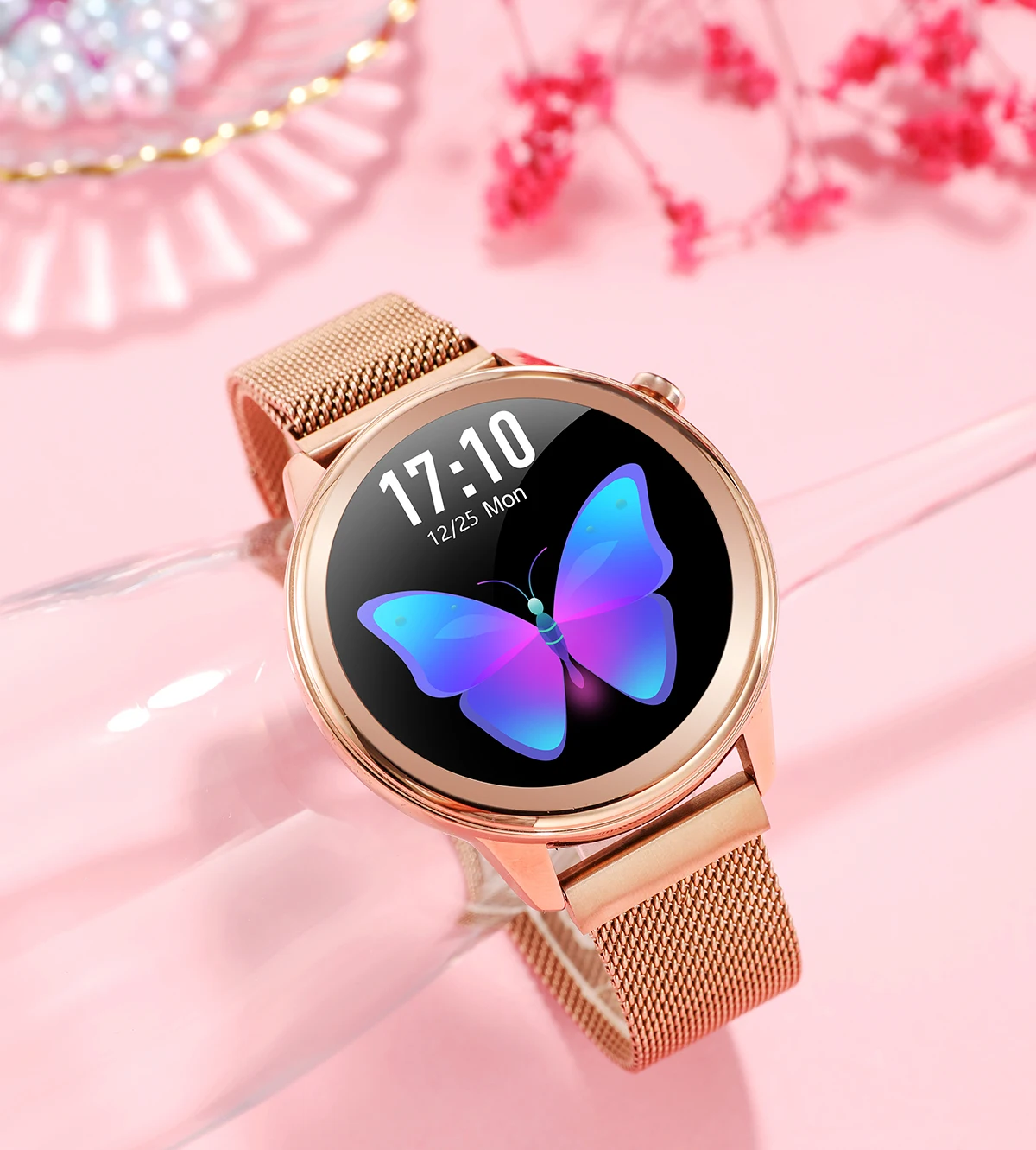 Female health (physiological cycle), Blood pressure monitori,Respiratory rate,Dynamic UI, Body temperature monitoring Smartwatch