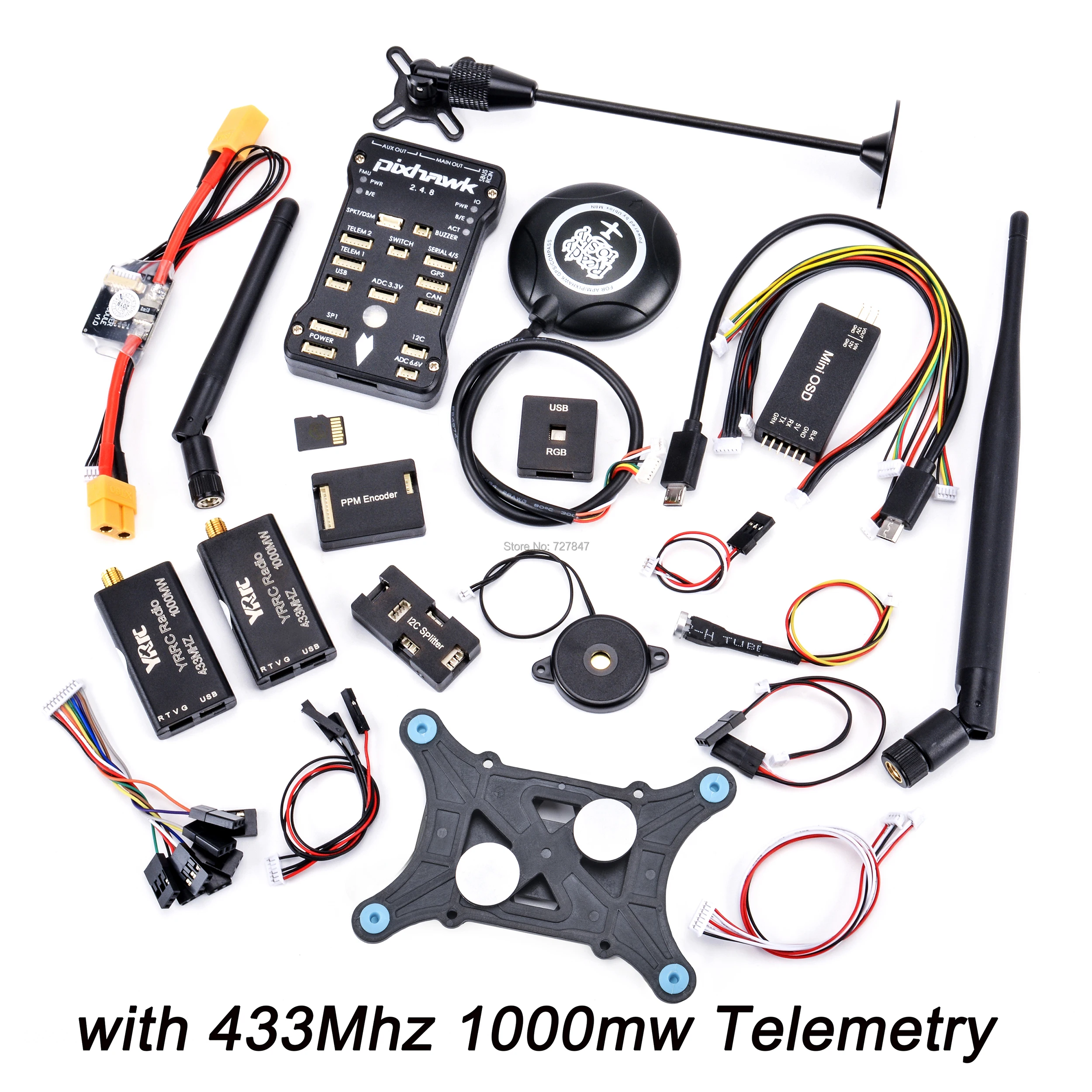  Pixhawk PX4 PIX 2.4.8 32 Bit Flight Controller + 433/915 Telemetrie + M8N GPS + Minim OSD + PM + Si