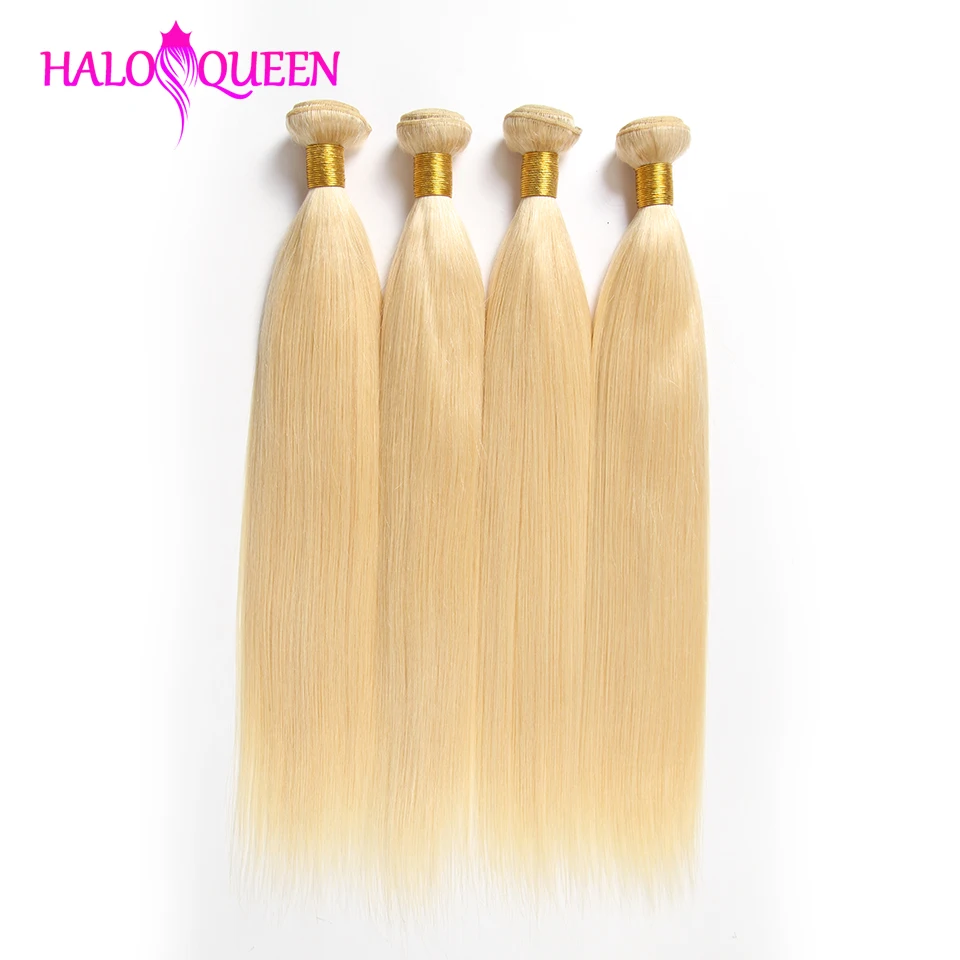 HALOQUEEN, вплетаемые волосы, пряди, 4 шт., индийские, 613 пряди, прямые волосы, блонд, волосы для наращивания, человеческие волосы remy, 10-30 дюймов