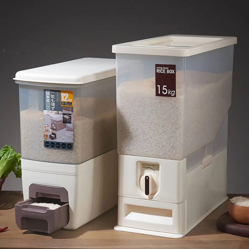 

Japanese Push-Type Rice Barrel Metering Rice Bin Large-Capacity Oatmeal Storage Container Moisture-Proof Grain Dispenser