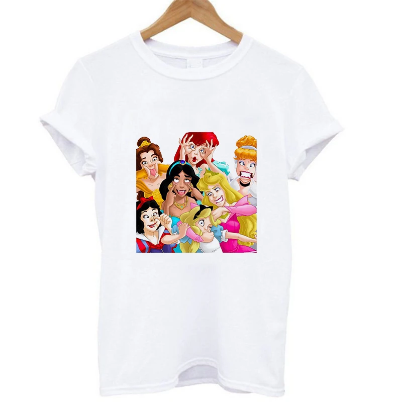 Модные женские топы с круглым вырезом; Повседневная футболка принцессы жасмин; большие размеры; футболка