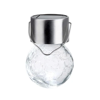 

New Hanging Solar Light White LED Crack Spherical Chandelier Waterproof Outdoor Solar Lantern for Garden/Garden(1 Pack)