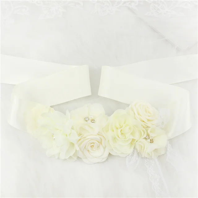 Moda pizzo fiore cintura donna fiore ragazza cintura fusciacche da sposa nastri da sposa strass cinture abito da sposa cintura 2