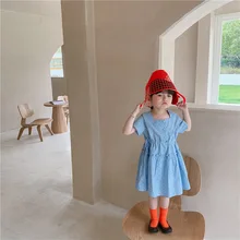 Vestidos de verano para niñas, falda de lunares coreanos, vestido de princesa de manga corta de estilo occidental, novedad de 2021