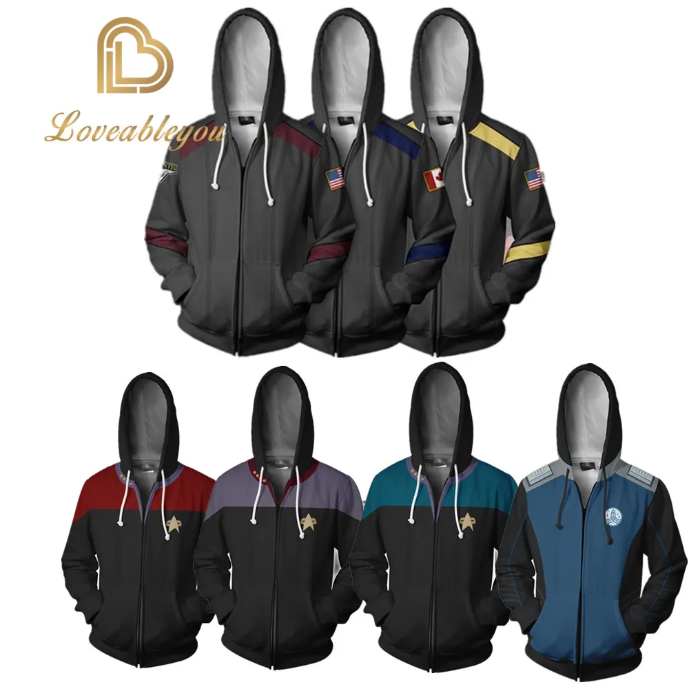 

Star Discovery Cosplay Zipper Hoodies Universe Trek Coat Jacket Unisex Sweatshirt