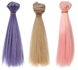 HS – perruque en Fiber synthétique lisse 15x100cm, 1 pièce, accessoires pour poupées, cheveux pour perruques à haute température, vêtements pour bébés, queue de cochon 