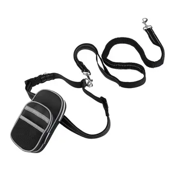 

Hands Free Reflective Waist Pet Leash Adjustable Elastic Dog Leash with Bag Dispenser for Running Hiking Jogging Waking