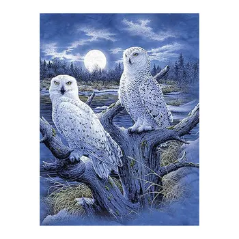 

Night Moon Snow Owl Diamond Painting Round Full Drill Animal Nouveaute DIY Mosaic Embroidery 5D Cross Stitch Home Decor Gifts