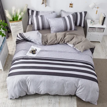 

BEST.WENSD Quality Stripe Bedclothes BedLinens Cotton Bedding Set Sheet, Pillowcase & Duvet Cover Sets Super King Queen Full Kid