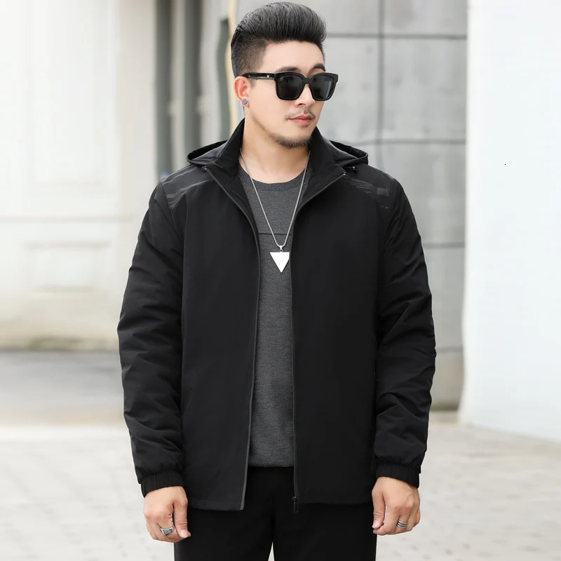 Большой размера плюс 10XL 9XL 8XL 7XL 6XL Высококачественная Мужская Флисовая Куртка с капюшоном Мужское пальто повседневные однотонные куртки хлопковые мужские куртки - Цвет: Black