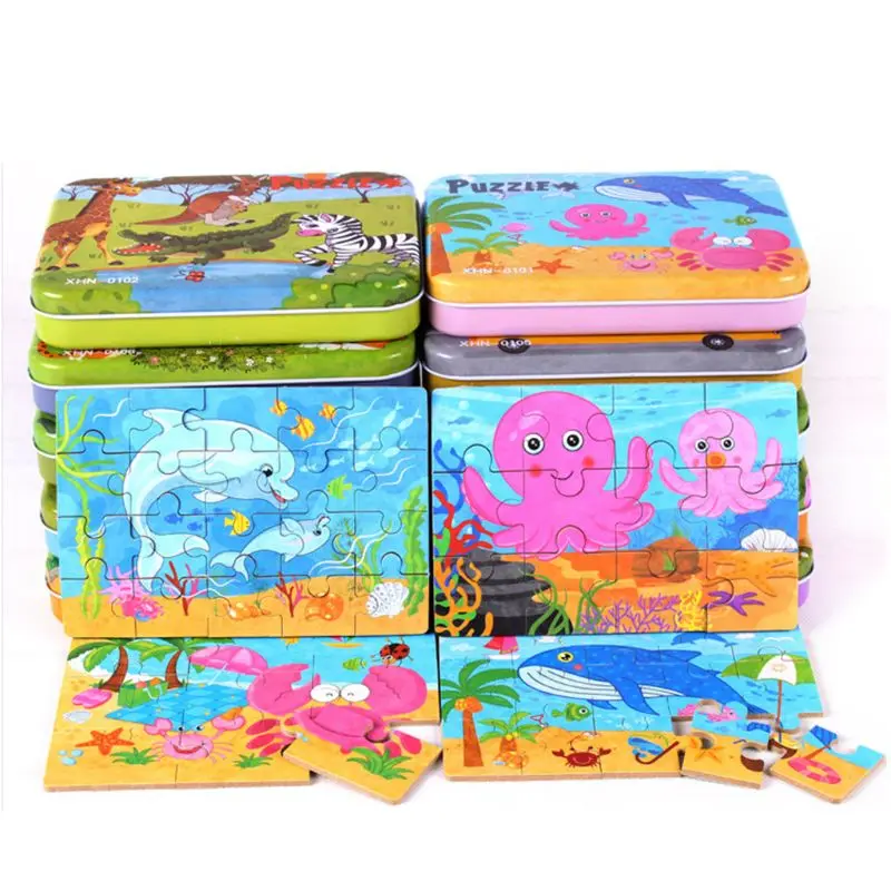 

Pack of 4 Kids Jigsaw Toy Wooden Puzzles Educational Learning Tool Child Gifts