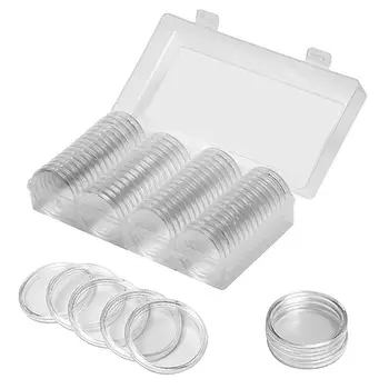 

60Pcs/Set Coin Holder Capsules Clear Case Box For Coin Collection Protector 40mm Coins Storage Box Container