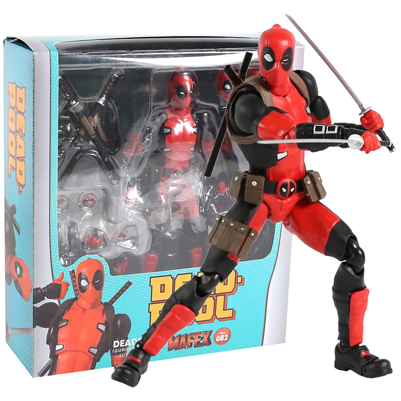 

NEW Marvel Deadpool Mafex 082 Change Head PVC Action Figure Toy Doll Christmas Birthday Gift