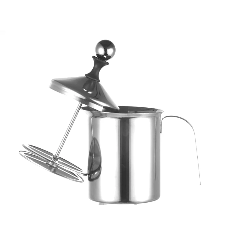 

Stainless Steel Manual Milk Frother Hand Pump Foamer Handheld Milk Frothing Pitchers Operated Foam Maker Cappuccions Coffee
