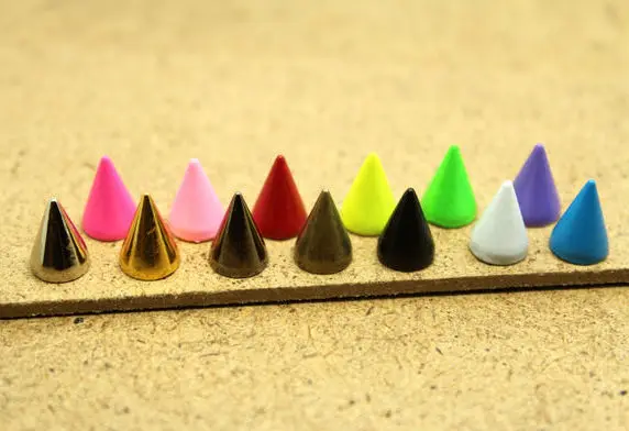 mix color 50 шт 7*10 мм Цветные пулевидные конусные шпильки и шипы для одежды DIY ручной работы заклепки для одежды для кожаных сумок и обуви tachuelas ropa - Цвет: mix color