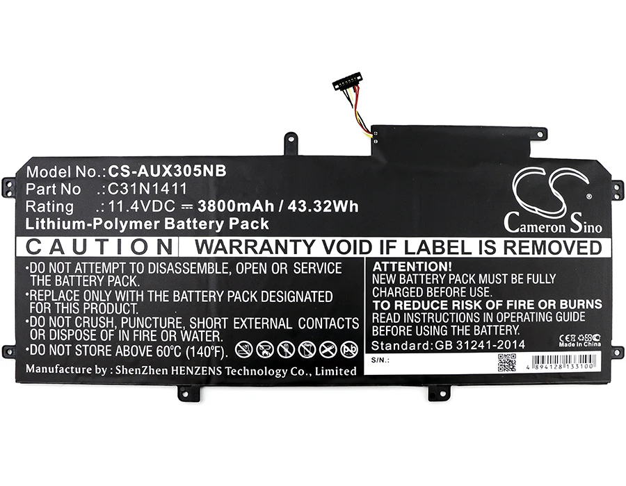 Аккумулятор Cameron Sino 3800 мАч для Asus U305CA6Y30 U305F 13 3 дюймов U305FA5Y10 Zenbook U305UA U305UA6200 C31N1411 |