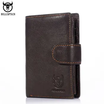 

BULLCAPTAIN RFID leather men's wallet short three-fold buckle zipper wallet wallet bag clip coin pocket