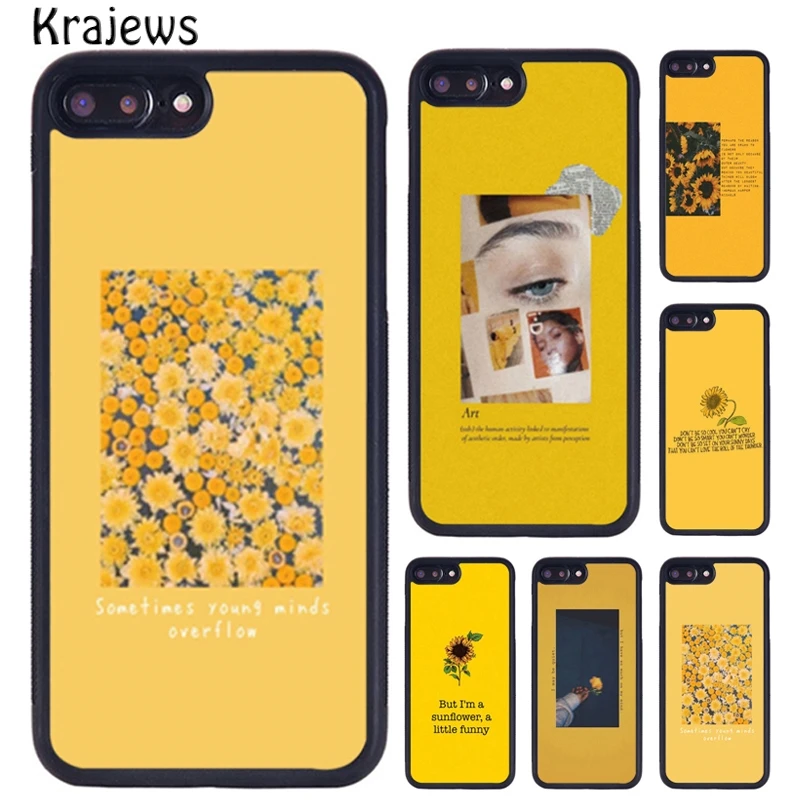 Желтые резиновые телефонные чехлы krajew с эстетическим рисунком для iPhone X XR XS 11 12 13