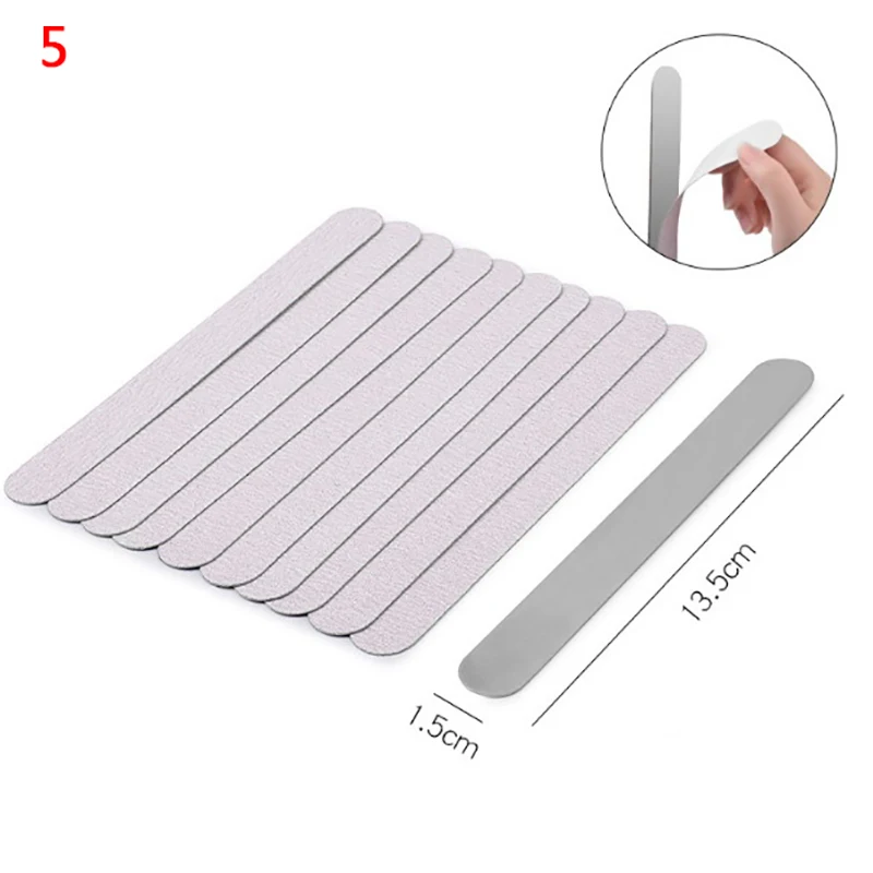 10pcs/set Sandpaper Nail File Replacement Pads Double Sided Nail Files Stainless Steel Plate Nail Art Sanding File Set - Цвет: as shown