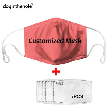 

doginthehole 2020 New Fashion 3D Custom Print Mouth Mask With 7PCS PM2.5 Breath Filters Women Men Dustproof Mouth-muffle