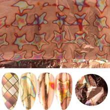 1pc הכי חדש זהב ברונזה מדבקות על ציפורניים Ultra אלומיניום שקפים מסמר נייר העברת מדבקות גולשים DIY מניקור קישוטים(China)